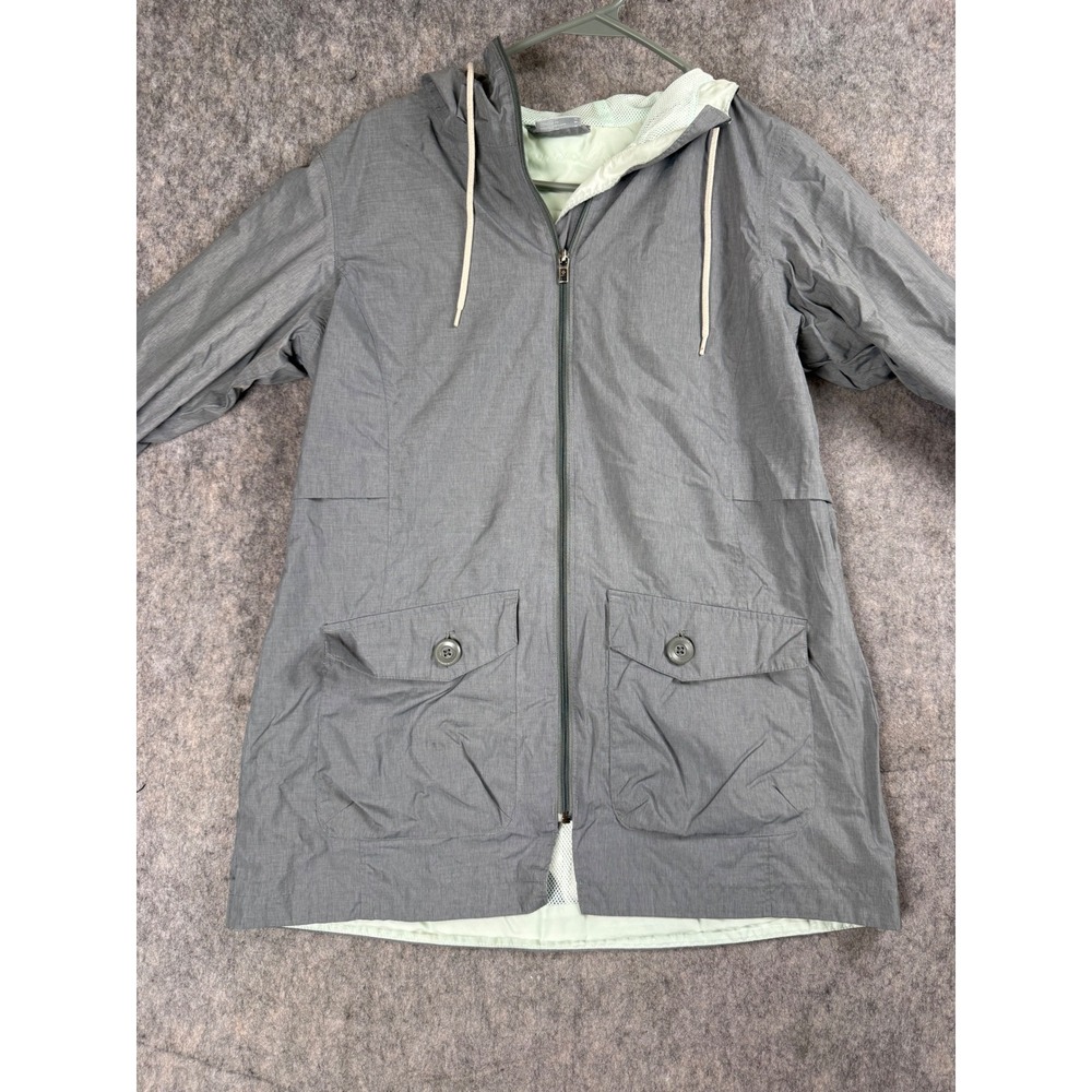 Columbia Jacket Womens M Gray Nylon Hooded Windbreaker Rain Coat Hiking Outdoor